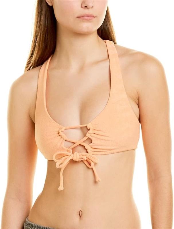 NWTD L*Space L Dax Orange TGY Wrap Tie Bikini Swim Top 118449