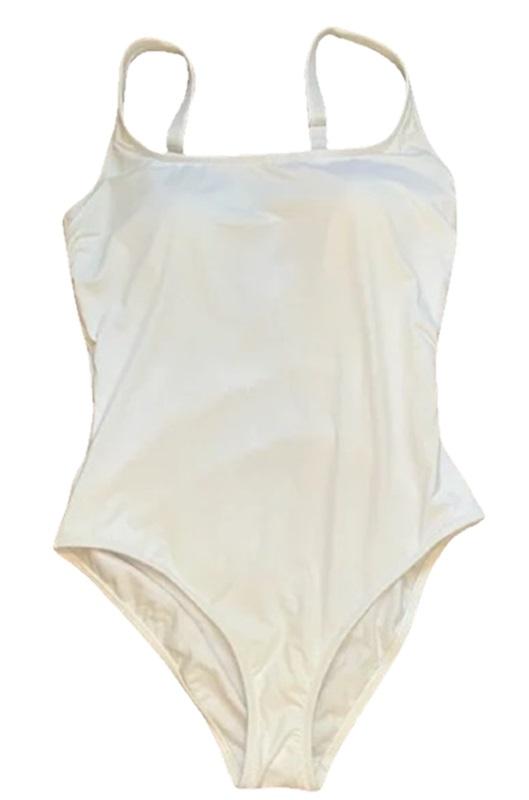 NWOT Calme SM 1 Pc Maillot Tank Swimsuit White 118459