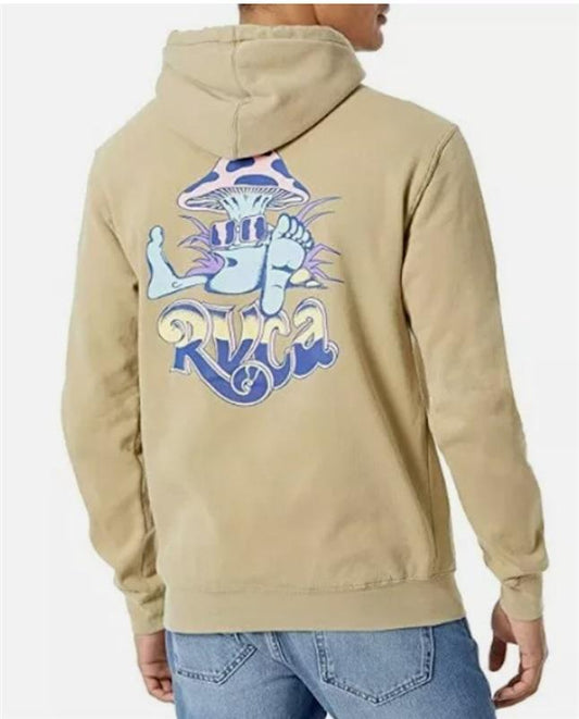 NWOT RVCA Mushi Kid M Pull Over Hoodie Pigment Dye Olive 118486