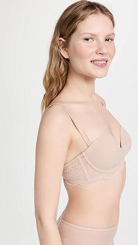 NWT Simone Perele 36E Karma Strapless Plunge Bra 12V302 Beige 118506