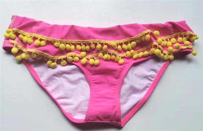 NWOT Pilyq PQ S Women Pink Pom Pom Bikini Bottom 118511