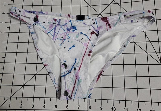 NWOT Volcom S Strappy Side Paint Splatter Bikini Swim Bottom 118514
