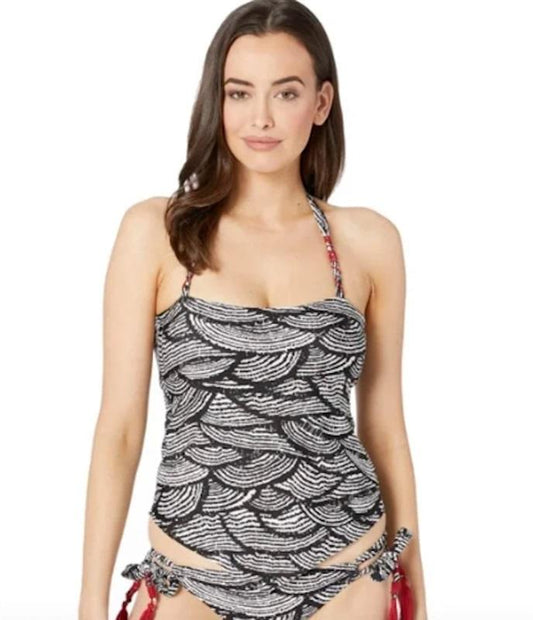NWOT Becca M Solid Black White Red Handkerchief Tankini Swim Top 118517