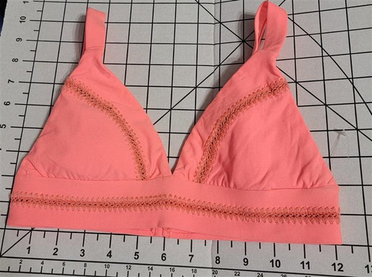NWOT Pilyq Neon Orange S Stitched Triangle Bikini Swim Top 118522