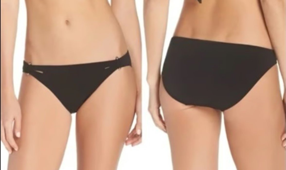 NWT Robin Piccone XS Luca Black Bar Bell Bikini Bottom 118531