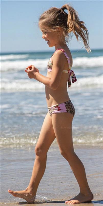 NWT PQ PIlyq 6 Leo Nina Triangle Mix Up Girls Bikini 118563
