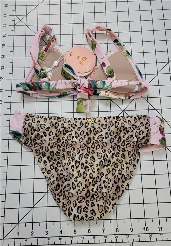 NWT PQ PIlyq 6 Leo Nina Triangle Mix Up Girls Bikini 118563