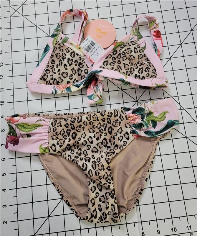 NWT PQ PIlyq 6 Leo Nina Triangle Mix Up Girls Bikini 118563