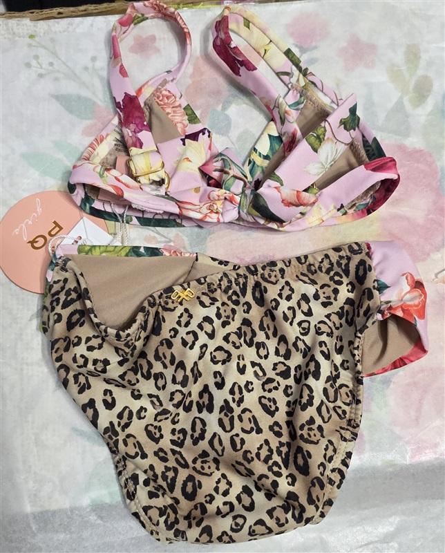 NWT PQ PIlyq 6 Leo Nina Triangle Mix Up Girls Bikini 118563