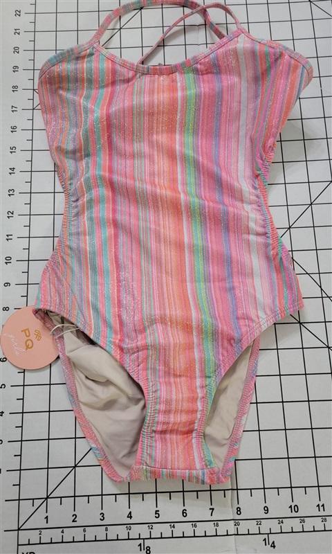 NWT Pilyq 14 Girls NST Ayah Cut Out 1PC Newport Stripe 118575