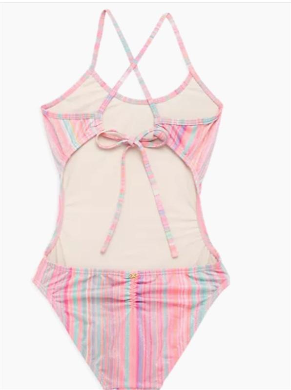 NWT Pilyq 14 Girls NST Ayah Cut Out 1PC Newport Stripe 118575
