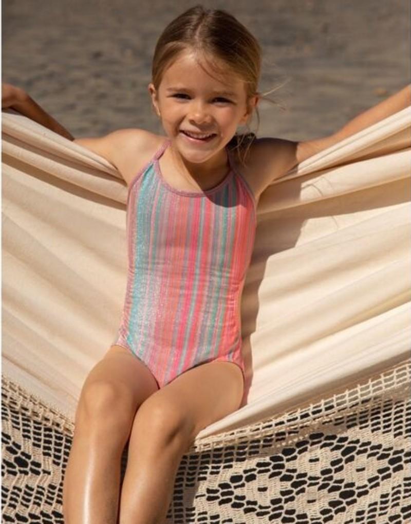 NWT Pilyq 14 Girls NST Ayah Cut Out 1PC Newport Stripe 118575