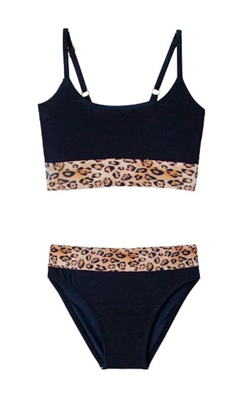 NWT PQ PIlyq 6 Leo Belted Animal print Girls Bikini 118590