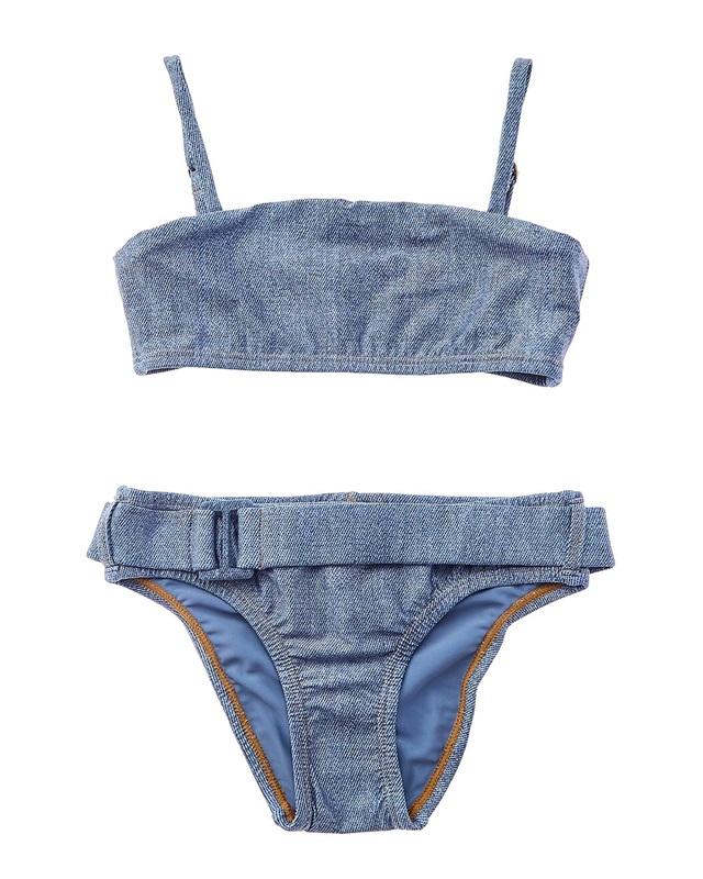 NWT PQ PIlyq 4 Denim Belted Girls Bikini 118594