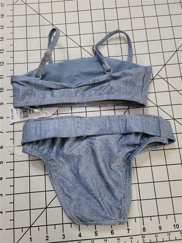 NWT PQ PIlyq 4 Denim Belted Girls Bikini 118594