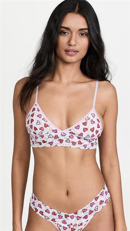 NWT Hanky Panky L Signature Lace Triangle Bralette Hearts 118603