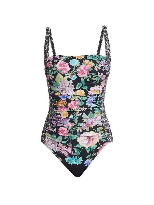 NWT Johnny Was XS Butterfly Floral Ruched 1 Pc Maillot Tank Swimsuit 118623