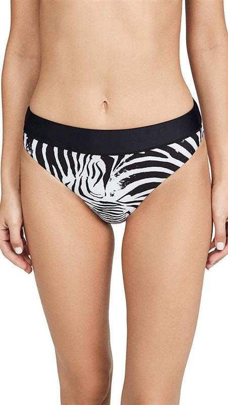 NWT Pilyq Zebra High Waist M Full Black & White Bikini Bottoms 118636