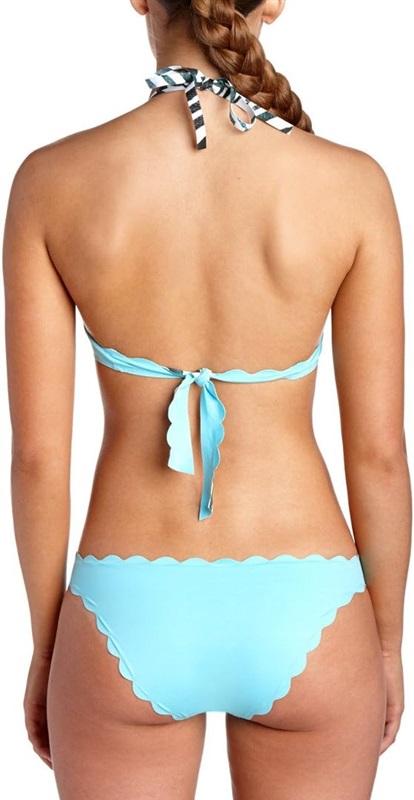 NWOT Pilyq M Zebra Dreamy Blue Reversible Halter Scallop Bikini Swim Top 118642