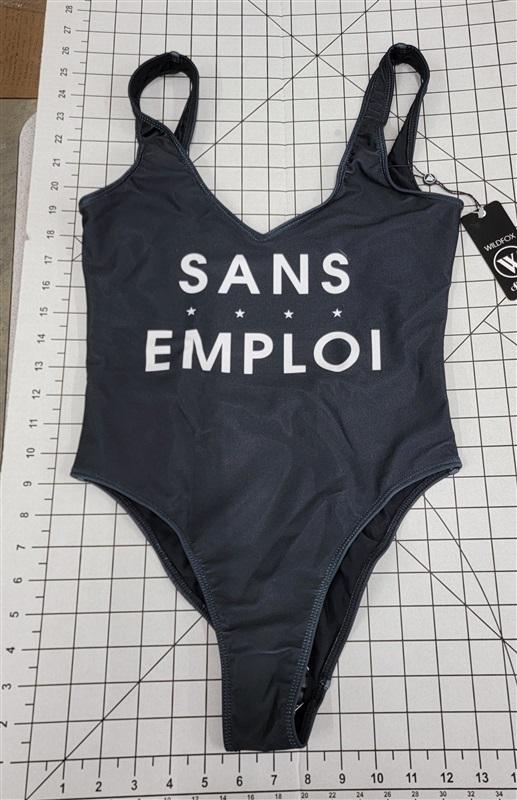 NWT Wildfox XS Sans Emploi Not Employed 1PC Black Swimsuit 118669