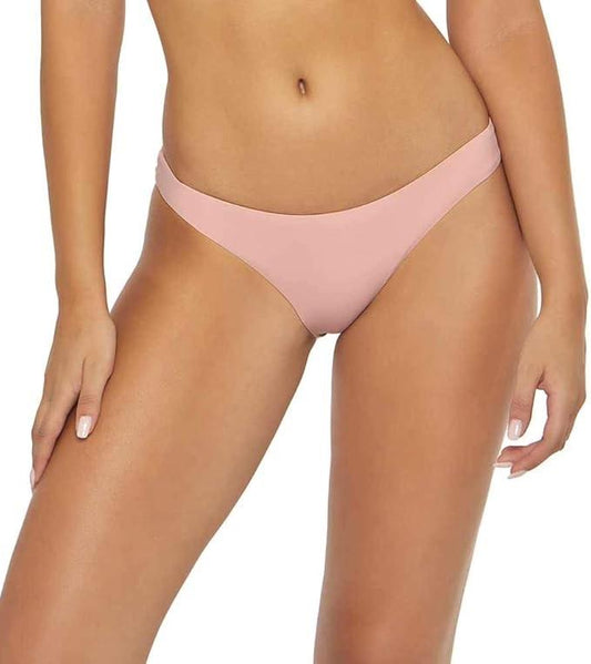 NWT Pilyq Rivera L Solid Pink Ruched Full Bikini Swim Bottom 118680