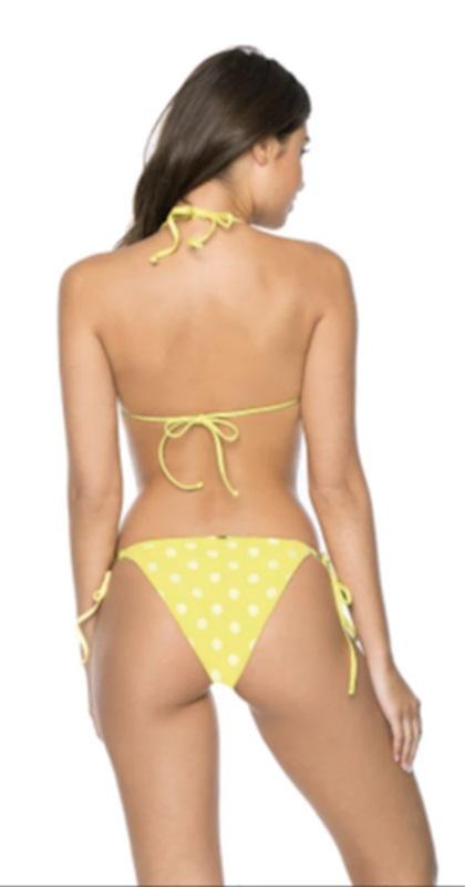 NWT Pilyq L Yellow Polka Dot Triangle Bikini Swim Top 118685