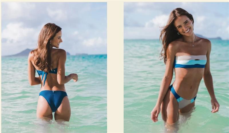 NWT PIlyq XS Ocean Blue Colorblock Full Bikini Swim Bottom 118689