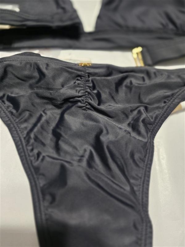 NWT PIlyq Cadillac Color Block M Triangle Bikini Swim Top S Teeny Bottom 118692