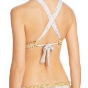 NWT Pilyq Platinum Solange Ferrarini M Crochet Trim Bikini Top Cobra 118697