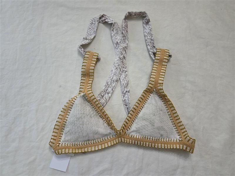 NWT Pilyq Platinum Solange Ferrarini M Crochet Trim Bikini Top Cobra 118697