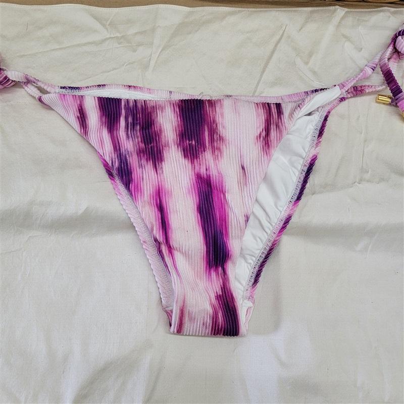 NWT PQ Pilyq L Spell Purple Tie Dye Top & Teeny Bikini Swim Bottom 118713