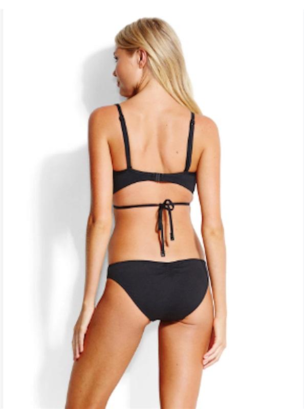 NWOT Seafolly 6 USA Quilted Wrap with Boost Bikini Swim Top Black 118724