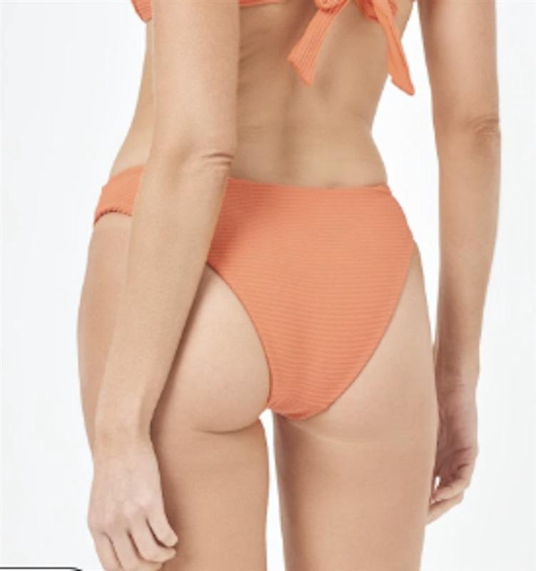 NWT L*Space S Sol Bikini Swim Bottom Tangerine Orange Ribbed 118738