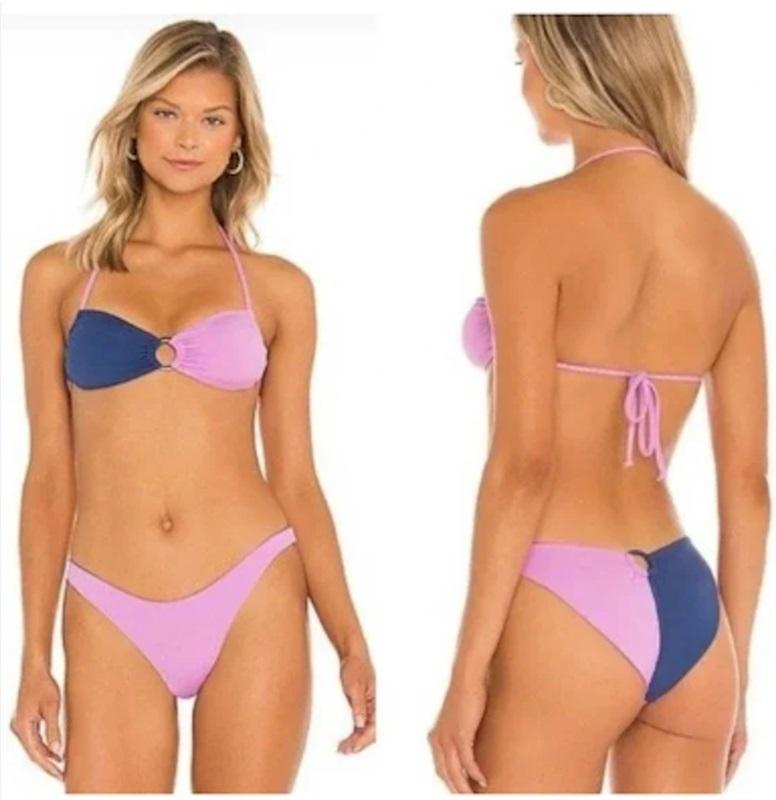 NWT L*Space S Freddie Top Purple Blue Ring Bikini Top 118753