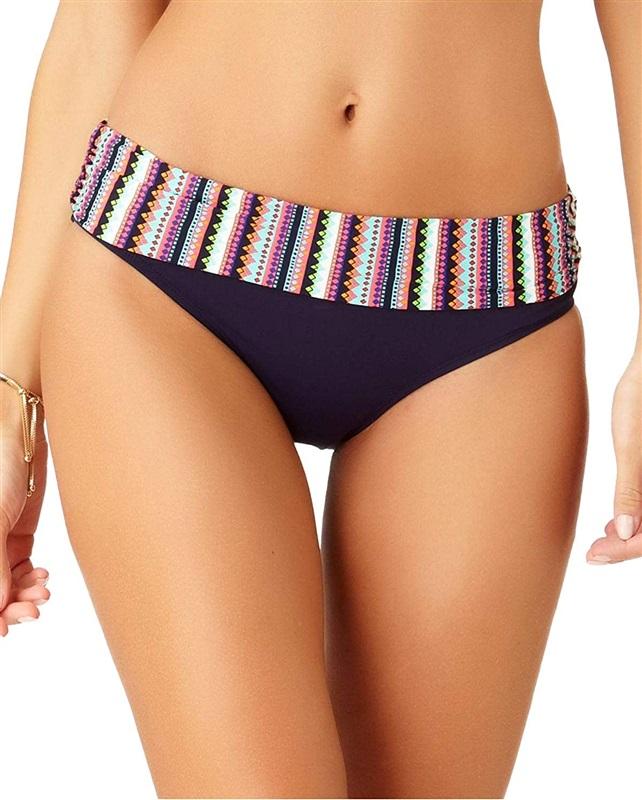 NWT Anne Cole L Blue Friendship Bracelet Foldover Bikini Bottom #118786