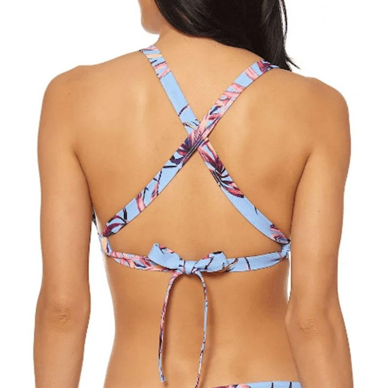 NWT Jessica Simpson L Palm Ring-Side Bikini Top & Bottoms Blue 118888