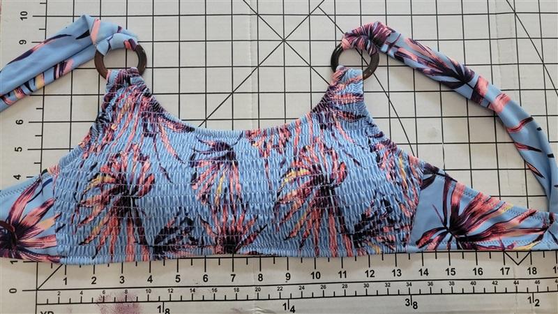 NWT Jessica Simpson L Palm Ring-Side Bikini Top & Bottoms Blue 118888