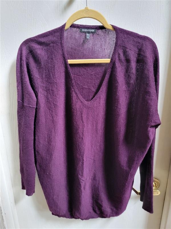 NWOT Eileen Fisher M V neck Bat Wing Sweater 100% Alpaca Wool 118933