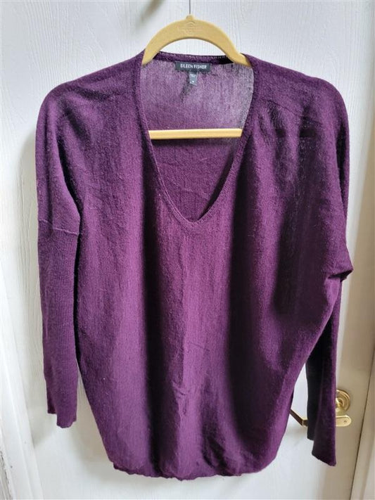NWOT Eileen Fisher M V neck Bat Wing Sweater 100% Alpaca Wool 118933