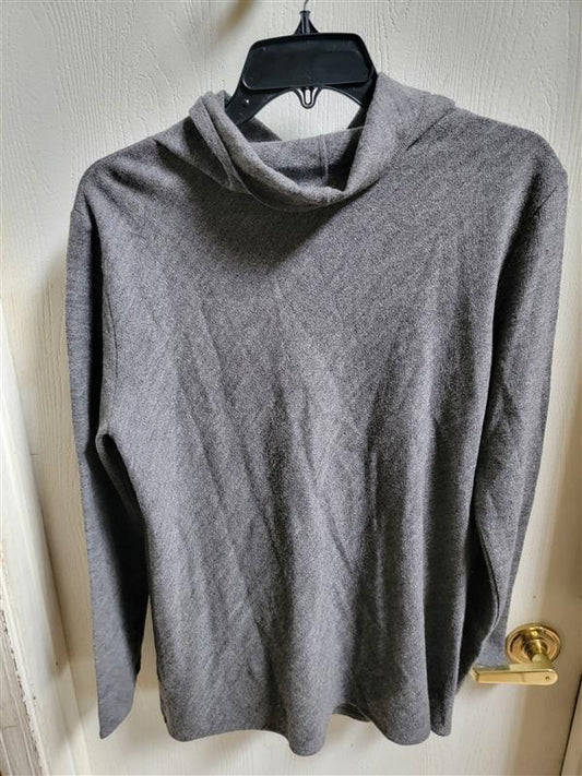 NWOT Eileen Fisher Merino Mock Neck Top 100% Wool Sweater Gray 118934
