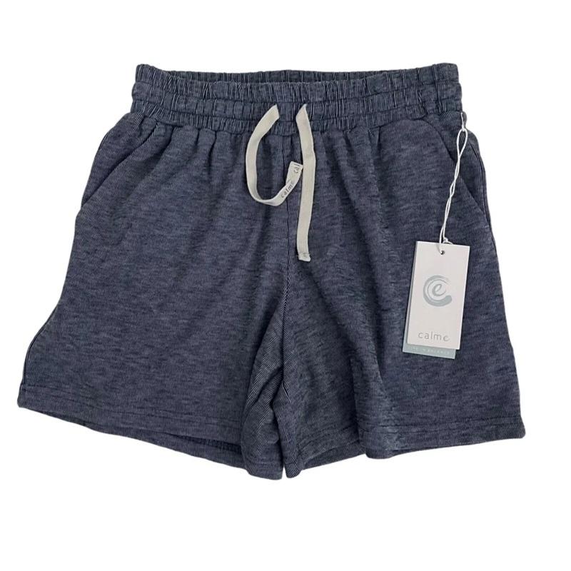 NWOT Calme M Cozy Pull On Shorts Blue Stripe 118947