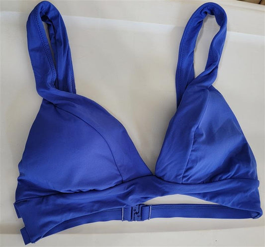 NWOT Seafolly 10 USA Banded Triangle Bikini Swim Bra Blue 118958