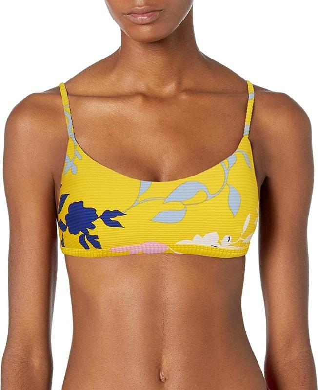 NWOT Seafolly 12 USA Florence Yellow Floral Bikini Top 118981