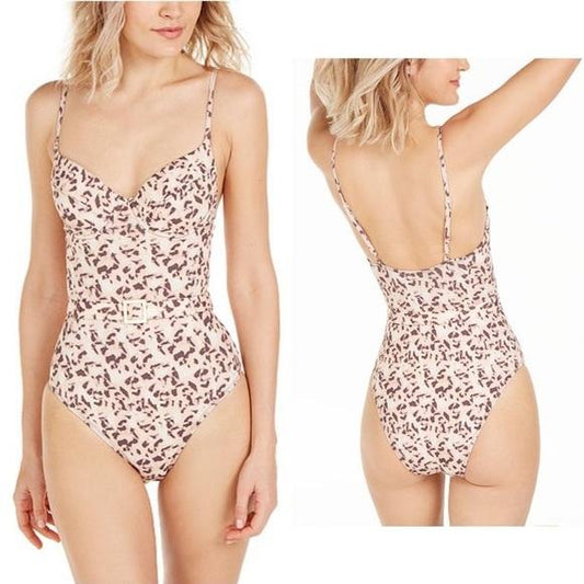NWOT We Wore What XL Danielle Belted 1PC Tortoise Print Swimsuit 118982