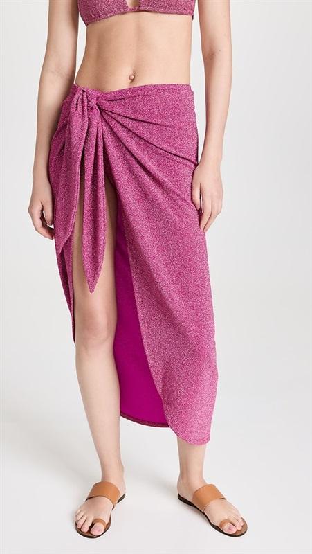 NWT Good American Glitter Pink Tie Sarong Skirt 118994