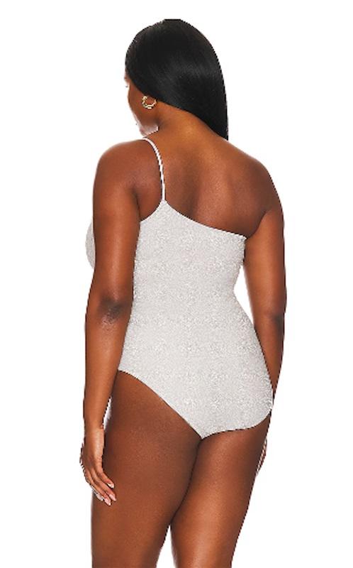 NWT Good American 90s Hot Shoulder XXXL or 6 Silver1PC Swimsuit 118995