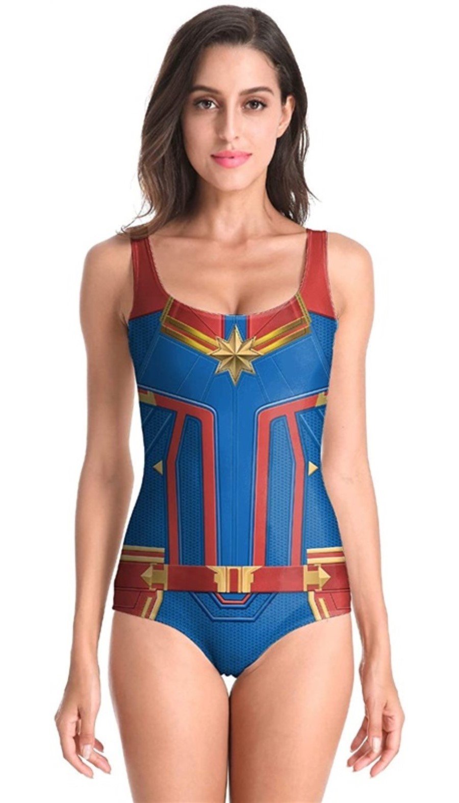 NWT Captain Marvel XL Superhero Carol Danvers 1PC Swimsuit 119021
