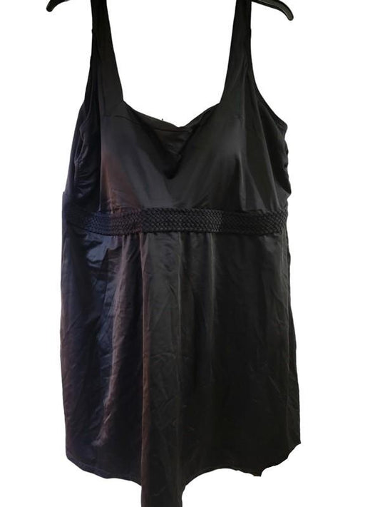 NWOT Swimsuits for All 24W Braided Belt 1Pc Swim dress Black 119035