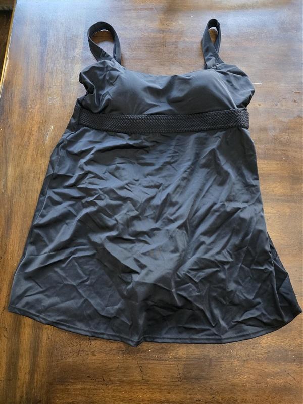 NWOT Swimsuits for All 24W Braided Belt 1Pc Swim dress Black 119035