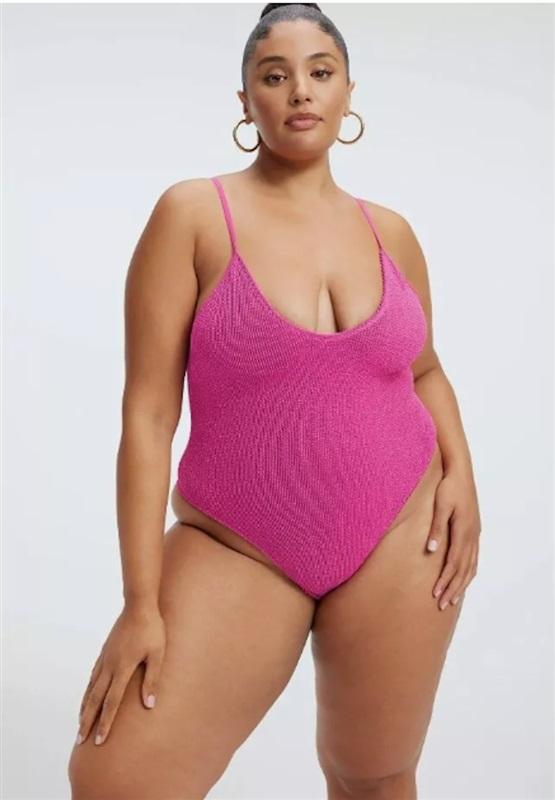 NWT Good American 0 XS Always Fits Sculpt Fuschia Pink 1PC Swimsuit